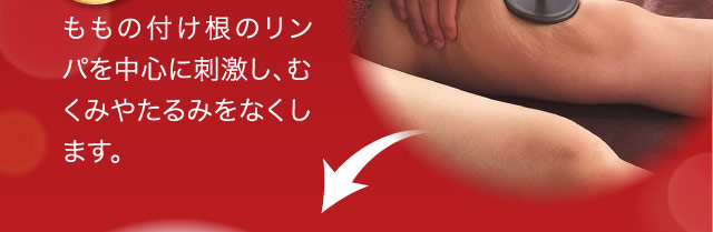 ももの付け根のリンパを中心に刺激し、むくみやたるみをなくします。